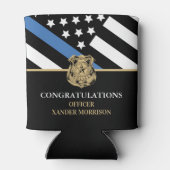 Afstuderen van politieacademie Thin Blue Line Blikjeskoeler (Achterkant)