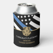 Afstuderen van politieacademie Thin Blue Line Blikjeskoeler (Blikje Achterkant)