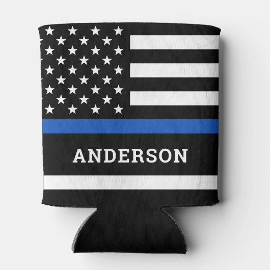 Afstuderen van politieacademie Thin Blue Line Blikjeskoeler (Achterkant)