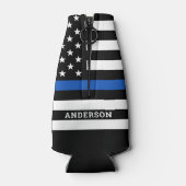 Afstuderen van politieacademie Thin Blue Line Flesjeskoeler (Achterkant)