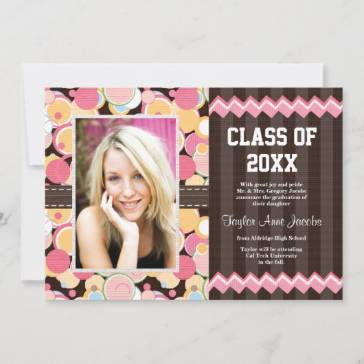 Afstuderen van Polka Dot Foto Aankondigingen (Voorkant)