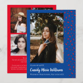 Afstuderen van Red Blue Confetti Kaart (Voorkant / Achterkant)