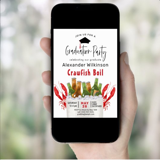 Afstuderen van Red Crawfish Boil BBQ Kaart