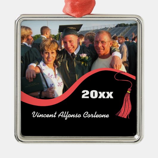 Afstuderen van Red Tassel Metalen Ornament (Voorkant)