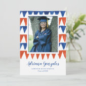 Afstuderen van rode en blauwe Waterverf die vlagge Aankondiging (Staand voorkant)