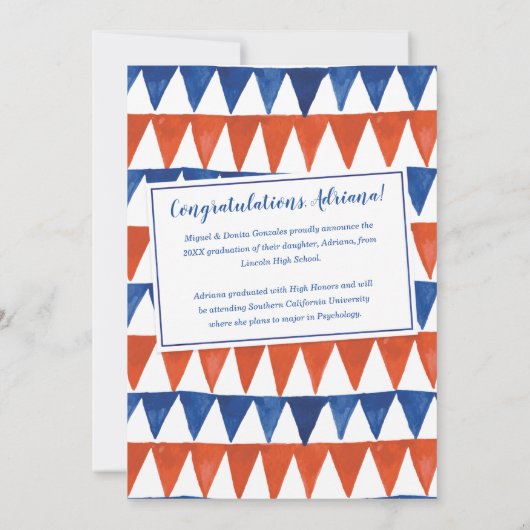 Afstuderen van rode en blauwe Waterverf die vlagge Aankondiging (Achterkant)