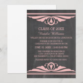 Afstuderen van roze deco-alkboard uitnodigen kaart (Voorkant / Achterkant)