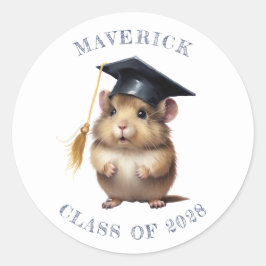 Afstuderen van Schattigee hamster Ronde Sticker