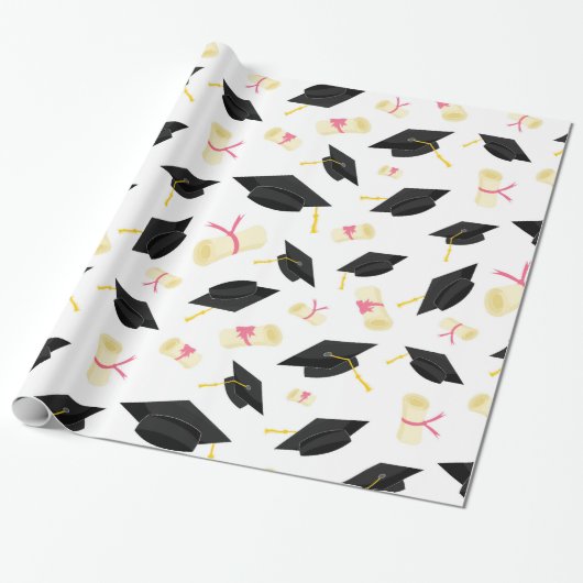 Afstuderen van school gefeliciteerd cadeaupapier (Uitgerold)