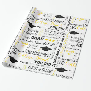 Afstuderen van school gefeliciteerd cadeaupapier