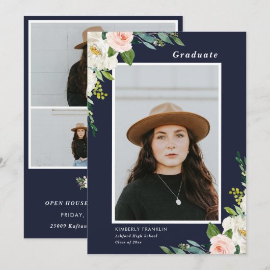 Afstuderen van tuinbouwhout Fotouitnodiging Kaart (Voorkant / Achterkant)