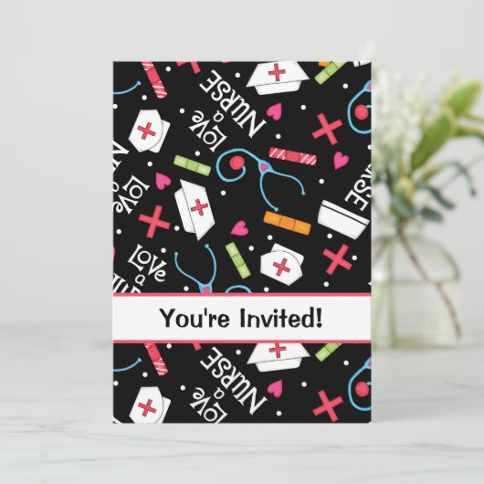 Afstuderen van verpleegschool Celebration Black Wh Kaart (Staand voorkant)