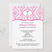 AFSTUDEREN van verpleegStudent BSN Damask Fuchsia Kaart (Voorkant)