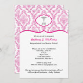 AFSTUDEREN van verpleegStudent BSN Damask Fuchsia Kaart (Voorkant / Achterkant)