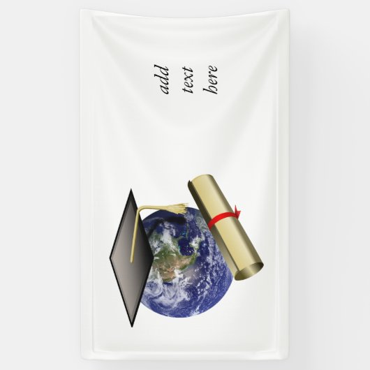 Afstuderen van wereldklasse - Pet en Golden Diplom Spandoek (Verticaal)