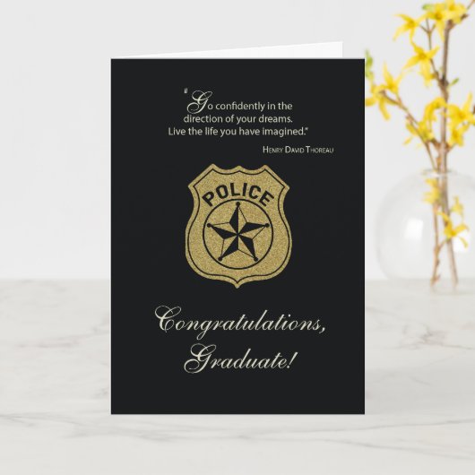 Afstuderen van wetshandhaving feliciteert Black Kaart (Gele Bloem)