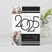 Afstuderen van White Black School Colors Kaart (Staand voorkant)