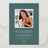 Afstuderen van White Floral Greenery Folie Folie Uitnodiging (Achterkant)