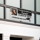 Afstuderen van zwarte en grijze vinyl spandoek (Buitenkant Gebouw)