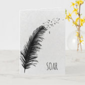 afstuderen van zwarte veren en vogels kaart (Gele Bloem)