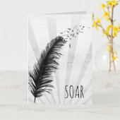 afstuderen van zwarte veren en vogels kaart (Gele Bloem)