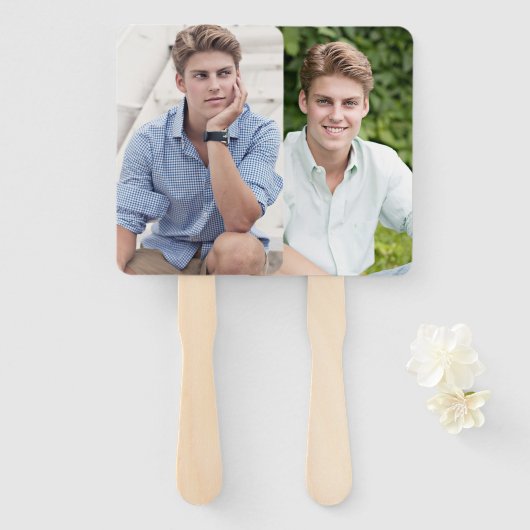 Afstuderen ventilator Afstuderen twee grote foto's Handwaaier (Voorkant en achterkant)