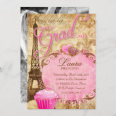 Afstuderen  ventilatorroze Eiffeltoren Kaart (Voorkant / Achterkant)