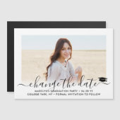 Afstuderen Verander de Datum Chic Foto Uitstel Magnetische Uitnodiging (Voorkant / Achterkant)