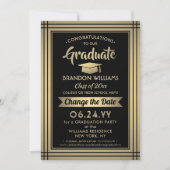 Afstuderen Verander de Datum Uitstel Zwart goud Save The Date (Voorkant)
