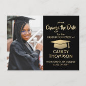 Afstuderen Verander de datum van de zwarte goudupd Aankondigingskaart (Voorkant)