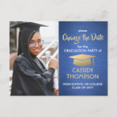 Afstuderen Verander de datum waarop de blauwe goud Aankondigingskaart (Voorkant)