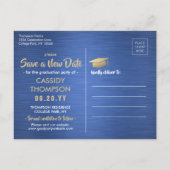 Afstuderen Verander de datum waarop de blauwe goud Aankondigingskaart (Achterkant)