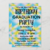 Afstuderen Verjaardag Een foto Blue Tie Dye Party Kaart (Voorkant / Achterkant)