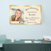 Afstuderen, Verpleegkundige, Goudfolie, Douanefoto Spandoek (Beurs)