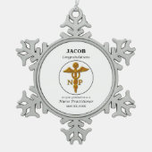 Afstuderen verpleegkundige praktiserer gefelicitee tin sneeuwvlok ornament (Voorkant)