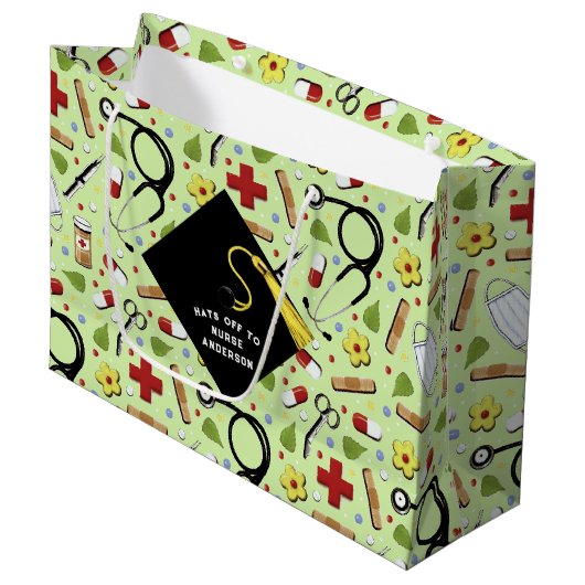 Afstuderen verpleegschool groot cadeauzakje (Voorkant Gekanteld)