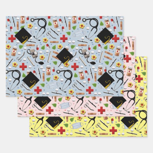 Afstuderen verpleegschool inpakpapier vel (Set)