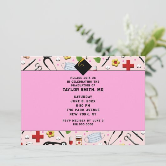 Afstuderen verpleegschool kaart (Staand voorkant)