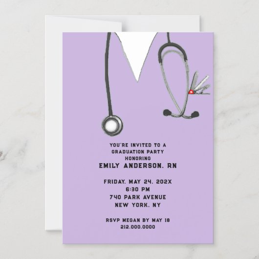 Afstuderen verpleegschool magnetische uitnodiging (Voorkant)