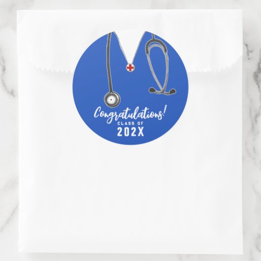 Afstuderen verpleegschool ronde sticker (Tas)