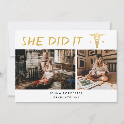 Afstuderen verpleegschool Ze deed het scriptfoto Kaart (Voorkant)