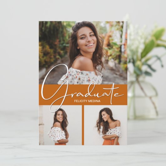 Afstuderen Verticaal 3 Foto-Afstuderen Aankondiging (Staand voorkant)