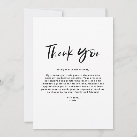 Afstuderen Verticale foto penseelhandschrift Bedankkaart (Achterkant)