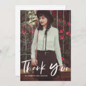 Afstuderen Verticale foto penseelhandschrift Bedankkaart (Voorkant / Achterkant)