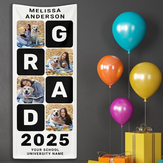 Afstuderen Vet 4 Foto Collage Modern Afstuderen Spandoek