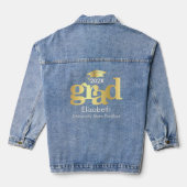 Afstuderen Vet Goudfolie Typografie Pet Monogram Denim Jacket (Achterkant)