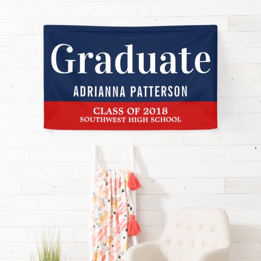 Afstuderen vet | Navy Blue Red Spandoek (Insitu)