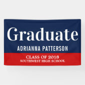 Afstuderen vet | Navy Blue Red Spandoek (Horizontaal)