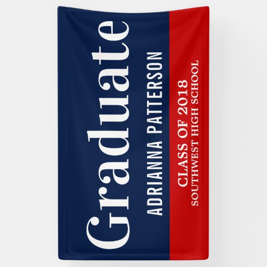 Afstuderen vet | Navy Blue Red Spandoek (Verticaal)