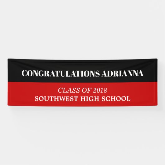 Afstuderen vet script gelukt zwart rood spandoek (Horizontaal)